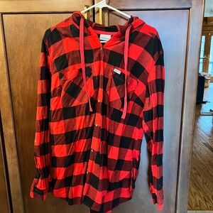 Columbia hooded flannel shirt